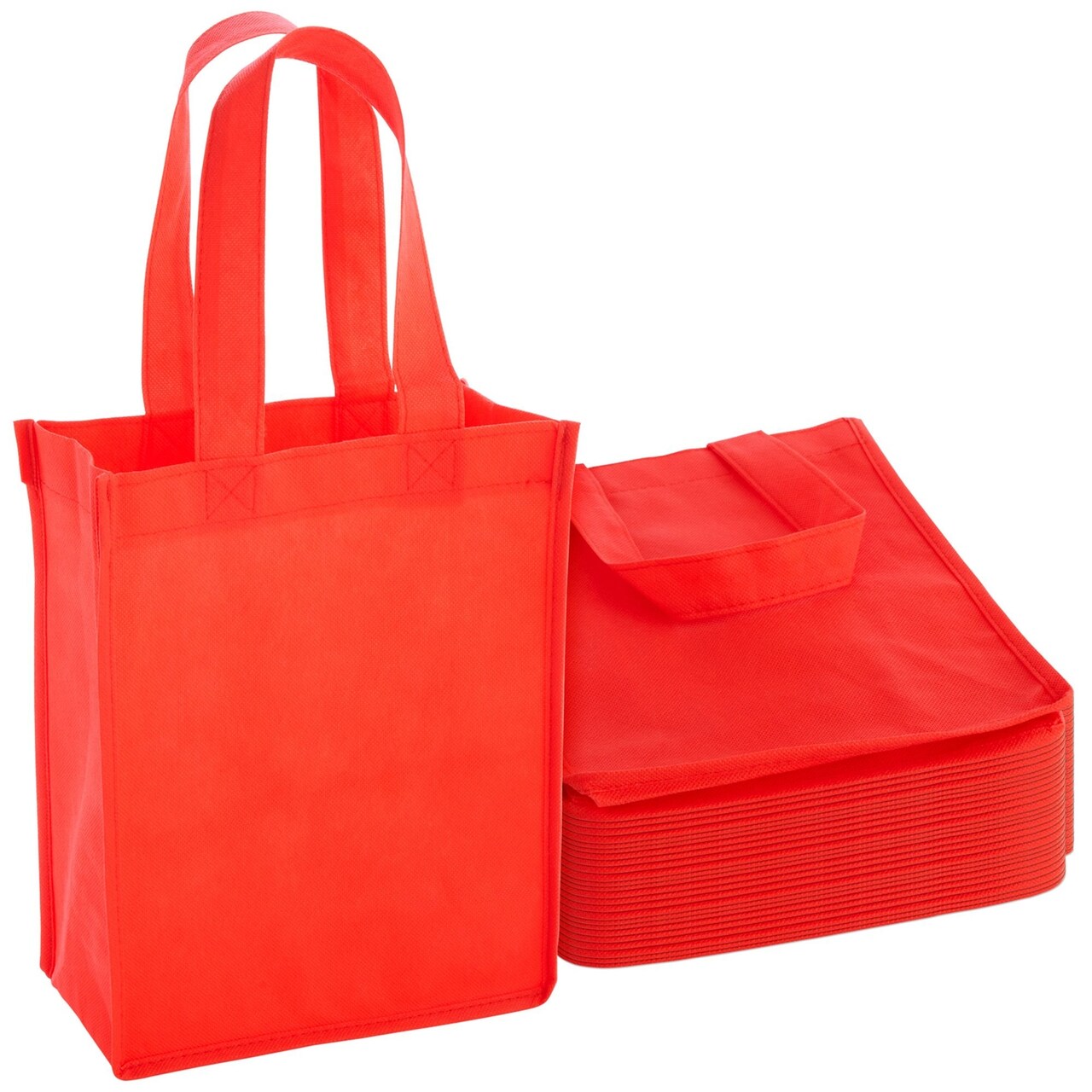 24-Pack Red Reusable Grocery Tote Bags for Shopping - Small Bulk Canvas Bags for Women with Handles